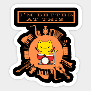 Funny Cat playing drums Sticker